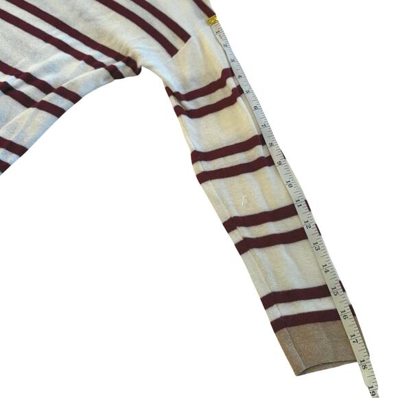 LOFT Lou & Gray Maroon Cream Striped Mock Neck Lightweight Sweater - Small - Picture 11 of 11